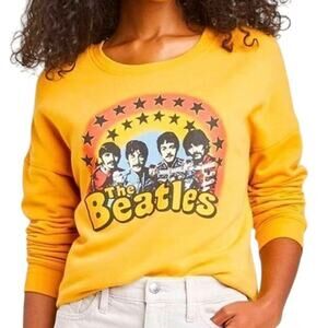 The Beatles Crewneck Long Sleeve Pullover Graphic Sweatshirt Gold Size XL